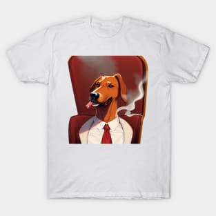 Business Dog On Office Chair Smoking T-Shirt